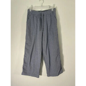 Athleta Farallon Wide Leg Crop Pant Heather Blue Cotton Comfort Loungewear Sz 4